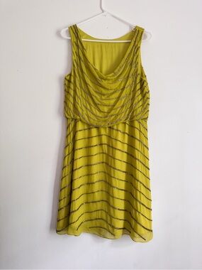 Gianni Bini Chartreuse Beaded Metallic Mini Cocktail Dress Resort Wedding NWT, M